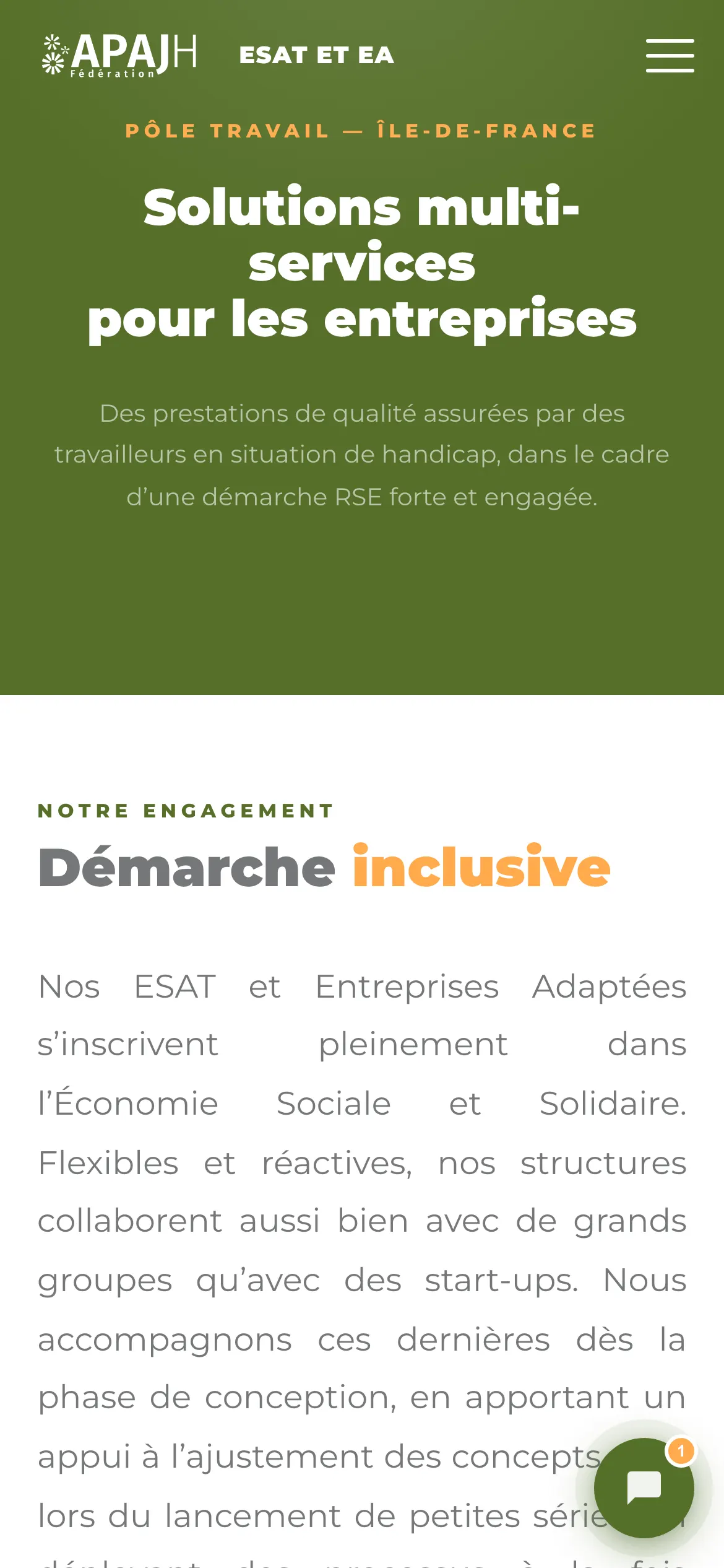 Le même site sur téléphone